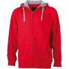 James & Nicholson Mikina Lifestyle JN 963 s kapucí, pánská COT02096359901-red/grey he S Červená/Melír šedá
