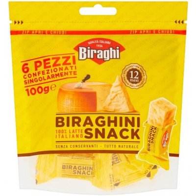 Biraghi Gran Snack zrejúci stredne tučný porcovaný tvrdý syr 6 x 16,67 g