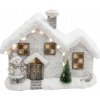 Home KDC 33 LED zasnežený domček so snehuliakom, teplá biela