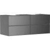 HANSGROHE Xevolos E závesná skrinka pre lakovanú dosku s 2 zápustnými umývadlami, 4 zásuvky PushOpen, 1370 x 550 x 555 mm, bridlicová matná sivá/bridlicová metalická sivá, 54198770