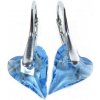 For You Náušnice srdce Swarovski elements CRAZY modré AQUAMARINE 12mm - 718