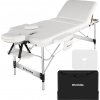 Tectake 405583 3 zóny masážneho lehátka s 5cm polstrovaním a hliníkovým rámom biela 70 cm