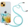 AppleMix Apple iPhone 13 - mramorová textúra - šnúrka - gumové - žlté