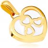 Šperky eshop - Prívesok v žltom zlate 585 - lesklý obrys srdca s perleťou, tri srdiečka GG37.19