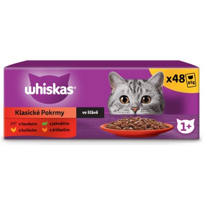 Whiskas klasický výběr ve šťávě pro dospělé kočky 48 x 85 g