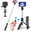 Techsuit - Selfie Stick (L02) selfie tyč so stabilným statívom, Bluetooth diaľkové ovládanie, kompatibilná s GoPro, 360° rotácia, 100 cm – čierna