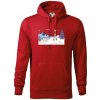 Panoráma lyžovania - Mikina pánska Cape s kapucňou - 4XL ( Červená )