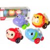 Lean Toys Sada farebných vozidiel Zvieratká s loptičkami