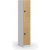 Šatníková skrinka S1 s úložnými boxmi, 2 boxy, 1850 x 300 x 500 mm, kódový zámok, laminované dvere, buk