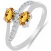 Nefertitis Prsteň strieborný s brúseným citrínom a zirkónmi Ag 925 026069 CT - 52 mm (US 6), 2,9 g