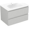 Mexen Rivel kúpeľňová skrinka 70 cm s umývadlom Vela, 2 zásuvky, ryhovaná, sivá matná/biela matná