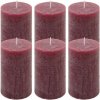 Bordó parafínová sviečka rustikálna 11,5 cm, 40 h, sada 6 ks