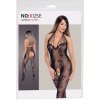 NO: XQSE - Sexy bodystocking s úponkovým vzorom, otvorený rozkrok – čierne