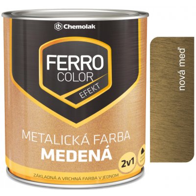 Chemolak Ferro Color Efekt medená - syntetická antikorózna farba 2v1 pololesklá 0,75l