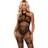 Leg Avenue Net Halter Bodystocking - Black