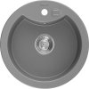 Mexen Diego žulový kuchynský drez 1-komorový 488 x 480 mm, sivý, sifón chróm - 6512481000-71