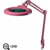 Ružová kozmetická LED lampa s lupou IB-178, priemer 178mm, 5D+20D