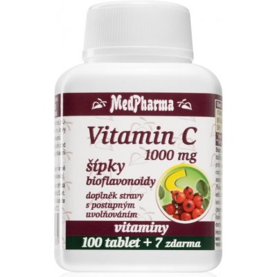 MedPharma Vitamin C 1000 mg s šípky tablety na podporu imunitného systému, pre krásnu pleť a nechty 107 tbl