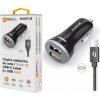 Nabíjačka do auta 3,4A, 2xUSB, smart IC, čierna, USB-C kábel - Aligator