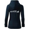 Evolúcia veslovanie 1 človek - Mikina dámska trendy zipper s kapucňou - 2XL ( Tmavomodrá (veľmi tmavá - skoro čierna) )