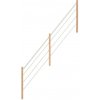 StarWood Nerezové a drevené zábradlie biele/bukové pravé 365 cm