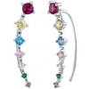Silvego Strieborné náušnice Boston s farebnými Brilliance Zirconia pre nosenie pozdĺž ušnice JJJ1669ERMC