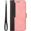 Peňaženkové puzdro Stitching čierno-ružové – Samsung Galaxy S22 Ultra