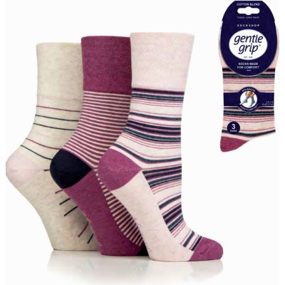 Gentle Grip dámske ponožky MIXED STRIPE 3 páry lem bez gumičiek