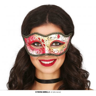 Růžovozlatá benátská maska