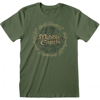 Lord Of The Rings Pán prsteňov - Tričko s nápisom "Middle Earth" pre mužov HE747 (M) (Zelená)