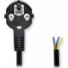 NEDIS napájecí kabel/ Typ F zástrčka - otevřený/ přímý/ úhlový/ černý/ bulk/ 3m CEGL10700BK30