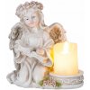 MagicHome MagicHome Vianoce Dekorácia Anjel s knihou a sviečkou LED keramika na hrob 17,5x14,5x17,5 cm (8091290)