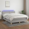 Box spring postel s matrací a LED světle šedá 140x190 cm textil Šedá 3133629