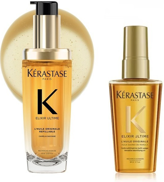 Kérastase Elixír Ultime Summer Set - Zkrášlující olej na vlasy 75ml + Zkrášlující olej na vlasy 50 ml + Kosmetická taštička Dárková sada