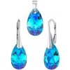 Silvego Strieborná súprava šperkov Jelly v tvare kvapky Swarovski® Crystals Aquamarine - náušnice a prívesok LSW6106SET16AQ