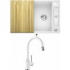 Blanco AXIA III 45 S biela s excentrom + drevená krájacia doska 523177 + Blanco MIDA-S biela 521457