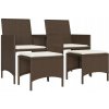 2-miestna záhradná pohovka so stolíkom a stoličkami, hnedá, polyratan