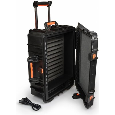 PORT CONNECT Rolling charging cabinet, nabíjací prepravný kufor na kolieskach pre 12 zariadení, čierny