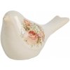 Clayre & Eef Béžová keramická dekorácia vtáčik s ružami Rosien S - 16*7*9 cm - Clayre & Eef