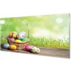 Sklenený obraz Basket vajcia lúka 100x50 cm