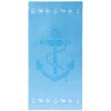 Textilomanie Plážová osuška KOTVA A MUŠLE 70 x 140 cm svetlomodrá, 100% bavlna