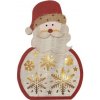 LED dekorácia drevená – Santa, 30 cm, 2x AAA, vnútorná, teplá biela, časovač
