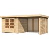 Drevený záhradný domček ASKOLA 3,5 s prístavkom Lanitplast