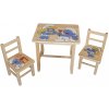 ČistéDrevo Drevený detský stolček so stoličkami - Šmolkovia