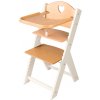 Sedees Jídelní rostoucí židlička 2v1 přírodní se srdíčkem, bílé bočnice - chytrá židle Sedees