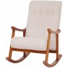 Design-Shop Hojdacie kreslo HWC-K10, relaxačné kreslo, drevo orech / látka ~ Krémová