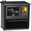 PLAMEN / KRB-TECH liatinový sporák na drevo PLAMEN 850 GLAS čierny ľavý, VÝVOD DO KOMÍNA NA SPORÁKU ľavý horný vývod