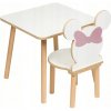Detský stolík a stolička 50cm Miki s mašľou, súprava nábytku MDF + drevo