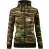 Bowling kolky - Mikina dámska trendy zipper s kapucňou - M ( Hnedý maskáč )