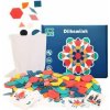 Drevené puzzle MONTESSORI, farebné mozaikové tvary, 180 dielikov-MOVEO